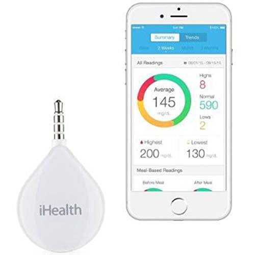 Ihealth Align Bg1 Glucometro Misuratore Di Glicemia Compatto, Batterie, Fornito Con 10 Lancette Pungidito, 10 Protezioni Per Smartphone E Custodia