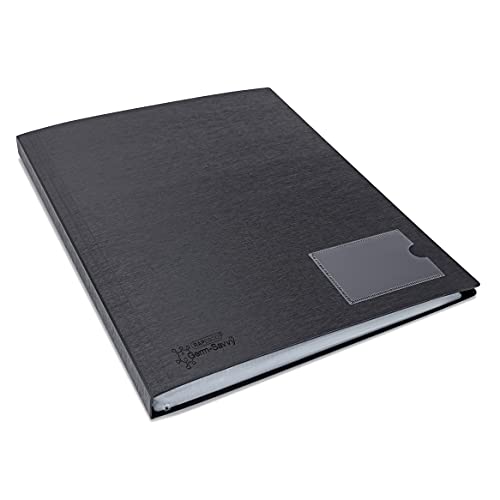 Rapesco 1651 Germ-Savvy Antibatterico, Portalistino Con Copertina Rigida A4 In Polipropilene, 50 Tasche, Nero