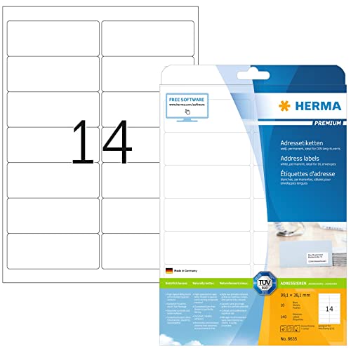 Herma Superprint (99,1 X 38,1 Mm), Etichette Con Bordo, Colore: Bianco