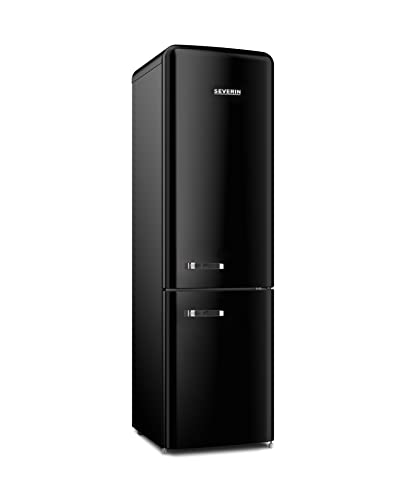 Severin Frigorifero Congelatore Combinato Total Nofrost, Posa Libera, Larghezza 54 Cm, 250 L, Classe E, Veggibox Inclusa, Retrò, Nero, Rkg 8928