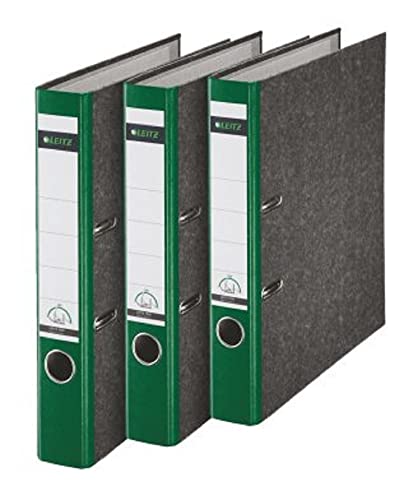 Leitz 310315055 - Raccoglitori Di Qualità 180A, Con Fessure, A4 Stretti, 3 Pezzi, Colore: Verde