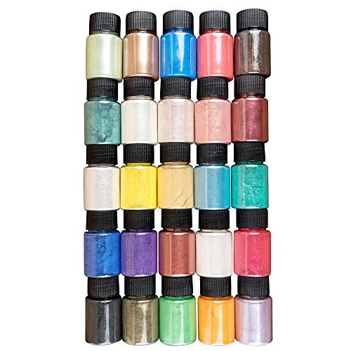 Ideen Mit Herz Mica-Ppolver, Pigmenti Con Effetto Madreperla, Colore Resina, 25 Pezzi Da 10 G, Ideali Per Miscelare Con Resina Epossidica, Come Colore