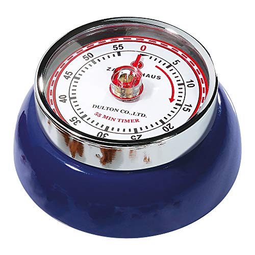 Zassenhaus M071832 Timer Da Cucina Magnetico Retrò, 60 Minuti, In Acciaio, Blu Navy
