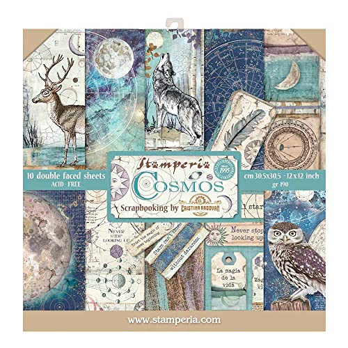 Stamperia Blocco 10 Fogli-Double Face Cosmos, Carta, Multicolore, 30.5 X 30.5 (12" X 12")