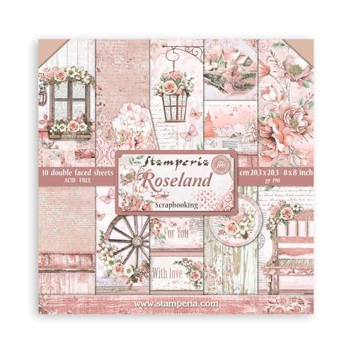 Roseland - Scrapbooking Small Pad 10 Fogli Da 20,3 X 20,3 Cm