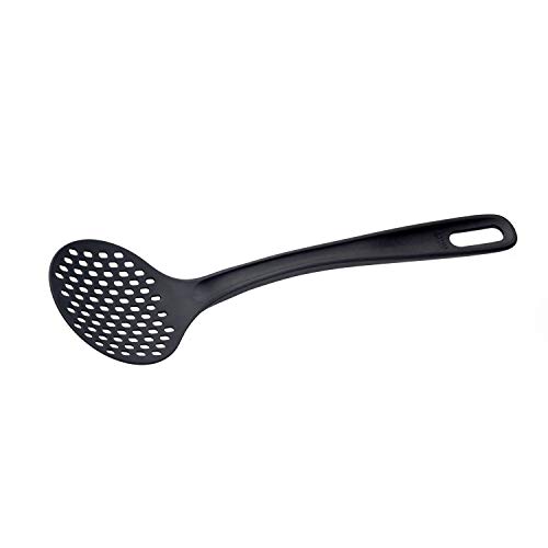 Piazza - Schiumarola In Nylon Nero Da Cucina (Diametro 10Cm) Con Comodo E Pratico Manico. Mestolo Per Friggere Cibo E Scolapasta, Spaghetti, Noodles,