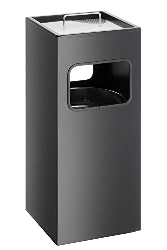 Durable 333101 Posacenere A Colonna Quadrato, Con Sabbia E Cestino, Acciaio Verniciato, 250X620X250 Mm, Nero