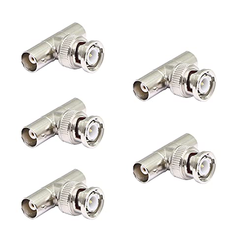 Pngknyocn Bnc T Tipo Splitter,Bnc Maschio A Doppia Femmina Adattatore Coax Connettore Per Cavo Coassiale, Cctv, Antenna (5 Pezzi)