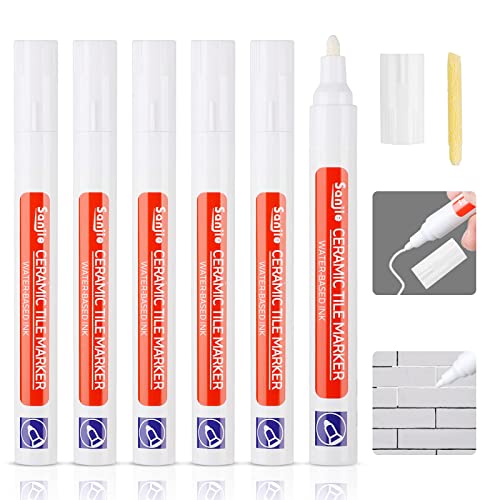 Donql 6 Pezzi Pennarello Per Fughe Piastrelle Bianco,Pennarello Fughe Bianco Piastrelle,Stucco Per Fughe Piastrelle,Sbianca Rinnova Fughe Piastrelle C