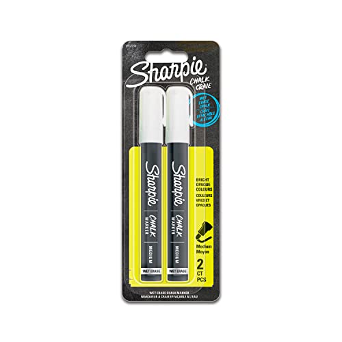 Sharpie Pennarelli A Gesso | Penne A Gesso Cancellabili | Bianco | 2 Pezzi