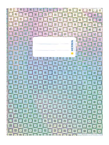 Herma 19641 Copertina Per Quaderni A5 Glamour Argento, Copertina Per Quaderni Con Etichetta In Pellicola Olografica Di Polipropilene Resistente E Lava