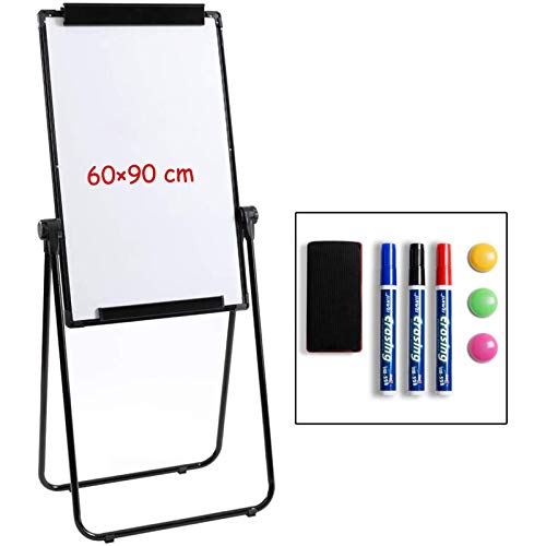 Doeworks 90 Cm X 60 Cm Lavagna Bianca Magnetica U-Stand/Flipchart Easel, Doppi Lati Supporto Cavalletto Di Lavagna Bianca, Altezza Regolabile E Pieghe