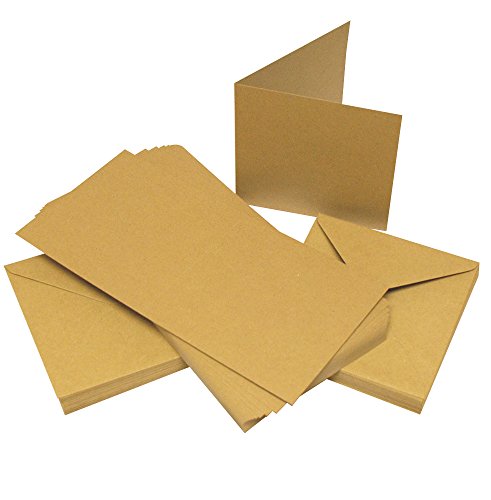Craft Uk 50 Biglietti In Carta Kraft Con Buste, 15 X 15 Cm, Cartoncino, 15.24 X 15.24 X 15.24 Cm, Unità