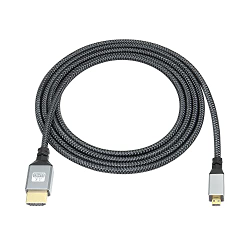 Riieyoca Cavo Da Micro Hdmi A Hdmi 4K, Micro Hdmi Maschio A Hdmi Maschio, In Alluminio Intrecciato, Supporto 4K Uhd, 1080P, 720P, 3D, Per Laptop, Proi