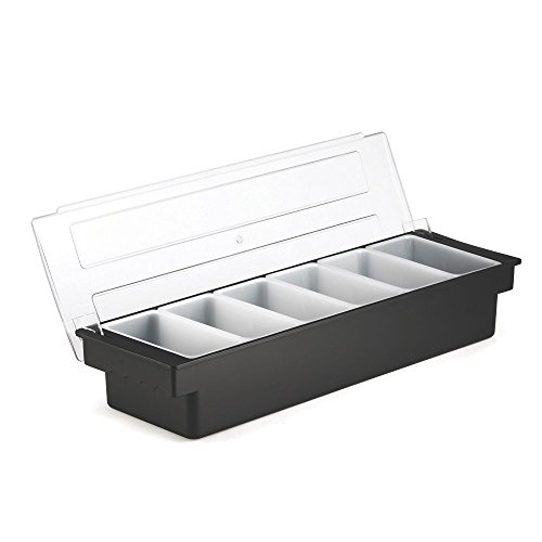 Dispenser Per Condimenti In Plastica A 6 Scomparti, Nero, Per Bar, Condimenti, Vassoio Per Guarnizione Cocktail
