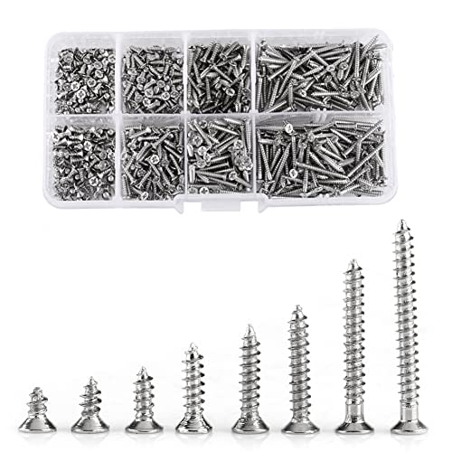 Akozon 800Pcs Viti Autofilettanti Set M2 Viti Autofilettanti A Testa Piatta Con Trasmissione A Croce Viti Per Lavorazione Del Legno Con Scatola