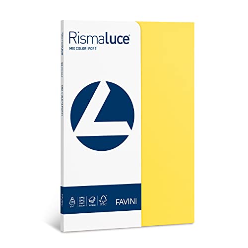 Favini A69X504 Rismalucea4 Cartoncino Colorato, 200 G/Mq, Assortiti 5 Colori