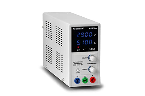 Peaktech 6225 A 1 - Alimentatore Da Laboratorio Dc 0-30V/0-5A, Display A Led A 4 Cifre Regolabile, Alimentatore A Commutazione Stabilizzata, Protezion