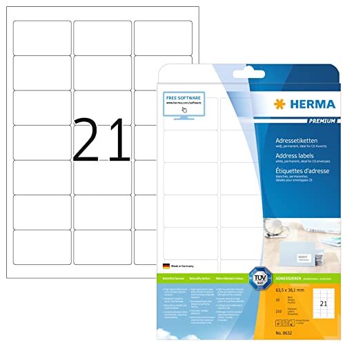 Herma Superprint (63,5 X 38,1 Mm), Etichette Con Bordo, Colore: Bianco