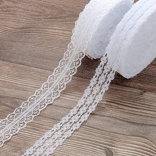 Dahi 50M Nastro In Pizzo Vintage Nastro In Pizzo Bianco Nastro Decorativo In Pizzo Per Matrimonio, Decorazione Fai Da Te (White-2Type)
