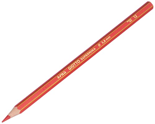 Giotto Supermina, Pastelli Colore Rosso, Confezione 12 Pezzi
