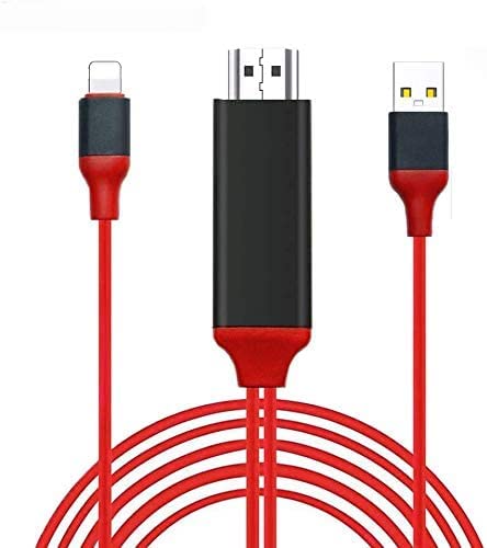 Nomoy Hdmi Adapter Cable, Compatible With I-Phone I-Pad To Hdmi Digital Av Sync Screen Adapter With Charg-Er Port Connector To 1080P Hd Tv Projector M
