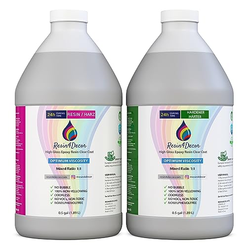 Resina Epossidica Trasparente Kit Resin4Decor 1:1 Per Artigianato Artistico Creazione Di Gioielli Stampi Non Ingiallente Non Tossico Finitura 24 Ore T