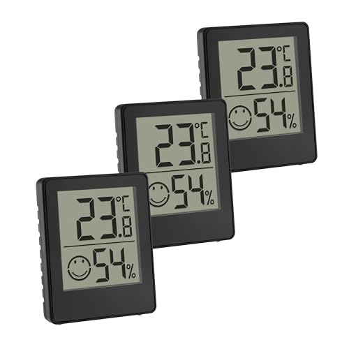 Tfa Dostmann 3 Mini Igrometro Digitale Per Ambiente,30.5039.01.03, Temperatura E Umidità, Smiley, Zona Comfort, Controllo Climatico Della Stanza, Funz