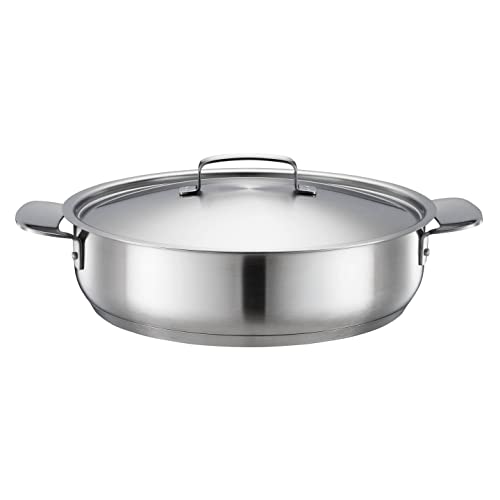 Fiskars Teglia Con Coperchio, Ø 28 Cm, Con Rivestimento, Adatta Per Tutti I Piani Cottura, Acciaio Inox Riciclato, All Steel, Argento, 1064749