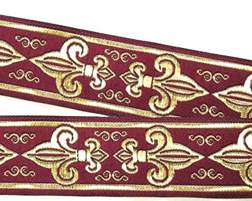 10 M Di Giglio Francese Passamaneria Fleur De Lis 25 Mm Colore: Bordeaux Oro Di 1A-Kurzwaren 25063-Bogo