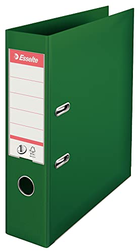 Esselte Raccoglitore A Leva Formato A4, Verde Scuro, In Plastica Con Dorso Da 7.5 Cm, Confezione Singola, 811360