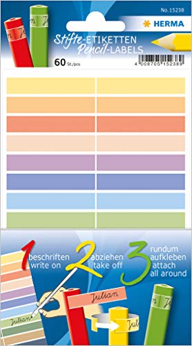 Herma 15238 Penne Di Etichette, Adesivo Permanente, In Carta 3 Fogli Con 60 Etichette/Confezione, 10 X 46 Mm, Disponibile In Diversi Colori
