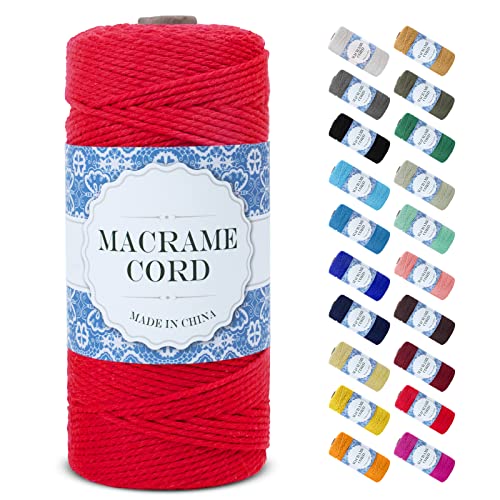 Uiopa Corda Macrame 2Mm X 200M, Filo Macrame Corda Cotone Macramè Filo, 3 Fili Cordoncino Cotone Spago Colorata, Cordino Per Borse Uncinetto Arazzo Da