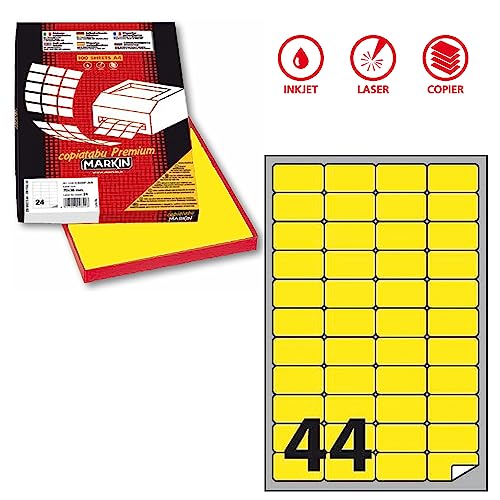 Etichetta Adesiva A/406 Giallo Fluo 100Fg A4 47,5X25,5Mm (44Et/Fg) Markin