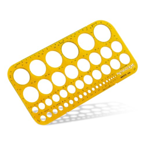 Aristo Ah5033 - Sagoma Circolare Da 1 A 36 Mm (45 Cerchi, Diametro Da 1 A 36 Mm, Gommini Di Inchiostro, In Plastica Indeformabile), Arancione/Traspare