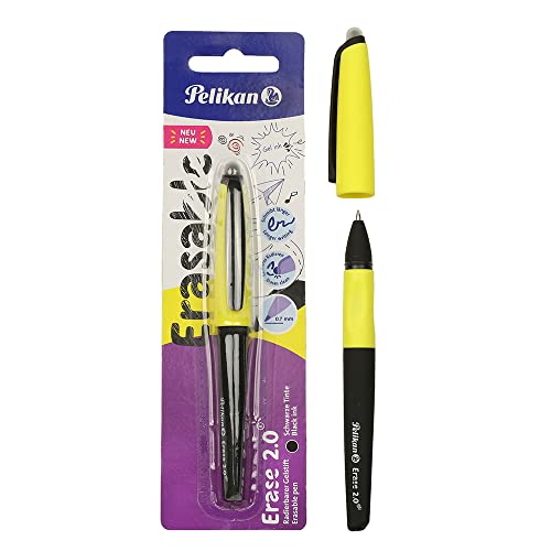 Pelikan Erase 2.0, Penna Ricaricabile Cancellabile Ergonomica Roller, Inchiostro Nero, Per Destrimani E Mancini, Per La Scuola, Punta M Indeformabile