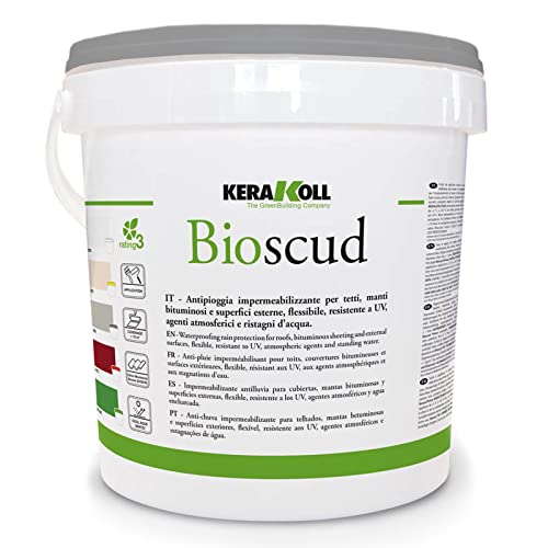 Kerakoll Guaina Liquida Antipioggia Impermeabilizzante Flessibile Colorato Per Tetti Piani Manti Bituminosi E Superfici Esterne Bioscud Kg 5 Grigio Ra