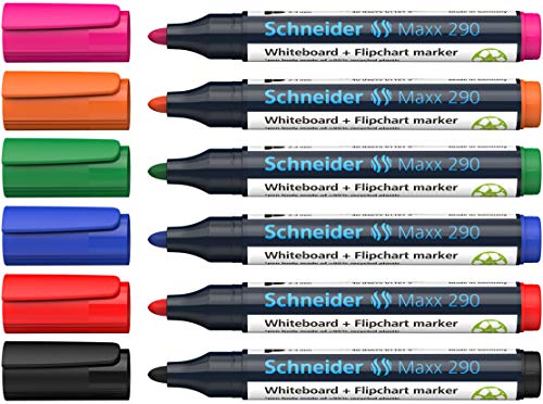 Schneider Maxx 290 - Pennarello Per Lavagne E Lavagne A Fogli Mobili, Punta Tonda Da Da 2-3 Mm, Cancellabile A Secco Senza Residui, Alta Qualità, Fort