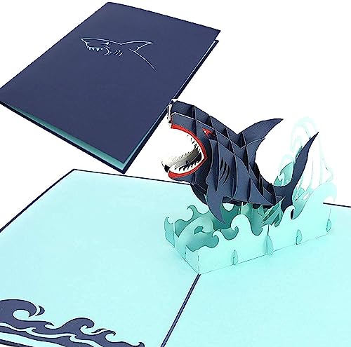 Poplife Cards Grande Scheda Pop-Up Giorno Di Padri Bianco Squalo Per Tutte Le Occasioni Padri Giorno, Buon Compleanno, Laurea, Pensione, Anniversario 