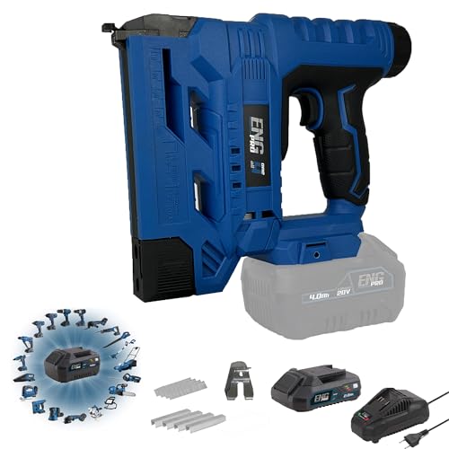 Eng Pro Graffettatrice E Sparachiodi 2-In-1 Senza Fili | Linea Professionale A Batteria One4All 20V |Chiodatrice A Batteria Pistola Sparachiodi| 1 Bat