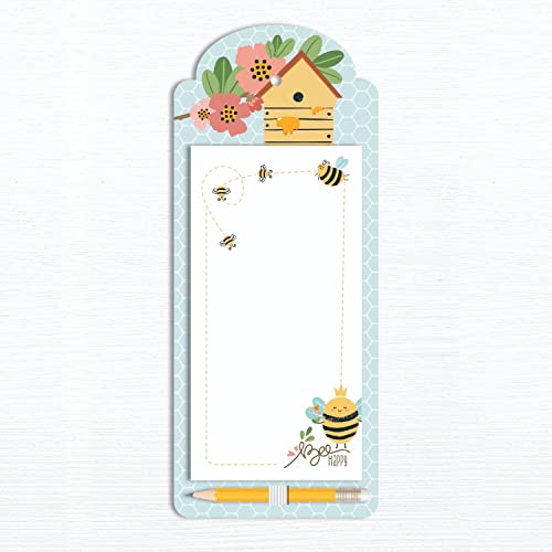 Imagicom 60 Pagine Blocco Note Con Piastra Posteriore Magnetica.11X26 Cm, Tema Api, Con Matita. Per Non Perdere Nessun Promemoria A Casa E In Ufficio.