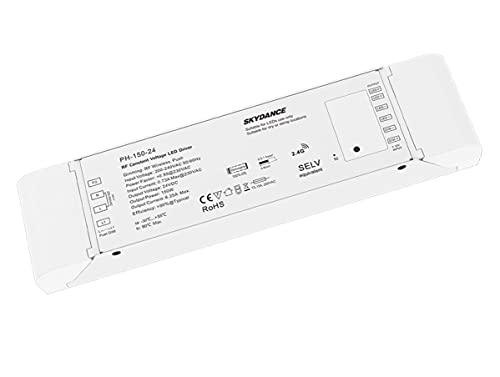 Trasformatore Alimentatore Dimmerabile, 24V 150W, Dimmerabile Con Pulsante N.O. Push Dimmer E Telecomando Rf 2.4G, Per Striscia Led 24V, Skydance Ph-1
