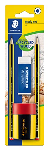 Staedtler 120 511Bkdst Set Scuola Study Set, Comprendente 2 Matite Noris Hb, Una Gomma Mars Plastic E Un Temperamatite Noris Con Serbatoio, 120 511Bkd