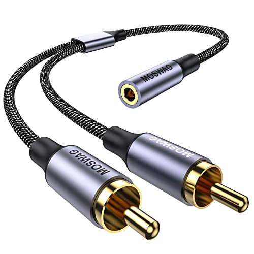 Moswag Cavo Audio Stereo Da 3,5Mm A Rca, Cavo Audio Stereo Da 25Cm Da 3,5Mm Femmina A 2Rca Maschio Placcato In Oro Per Tv, Smartphone, Mp3, Tablet, Al