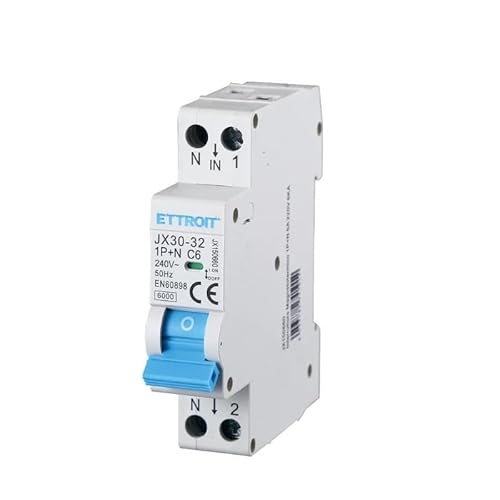 Ettroit Interruttori Megnetotermici Barra Din 1M 1P+N 240V Curva C 6Ka (6A)
