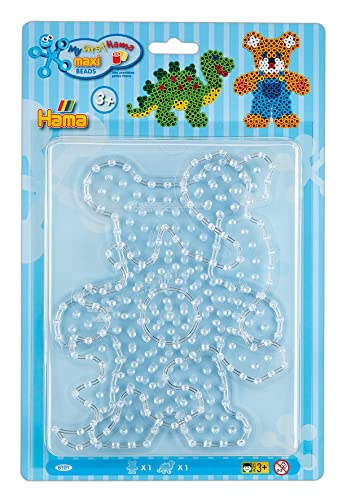 Hama - Blister 2 Targhe "Orsetto E Dinosauro Per Perline Da Stirare Taglia Maxi - Tempo Creativo