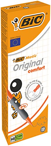 Bic Matic Original Comfort, Portamine Con Mina Hb Resistente Alla Pressione Da 0,7 Mm, Colori Assortiti (Blu, Arancione, Giallo E Grigio), Confezione