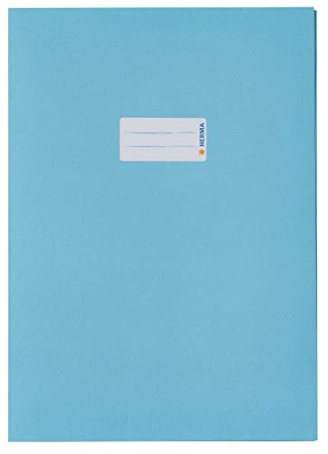 Herma 7066 Copertina Per Quaderni In Carta A4 Azzurro, Copertina Per Quaderni Con Etichetta In Carta Riciclata Resistente E Colori Intensi, Copertina