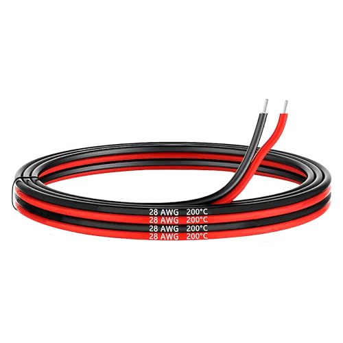Mmobiel 28 Awg Cavo Elettrico Silicone - 28 Gauge (0,08 Mm²) Cavo In Rame Stagnato - 2 Fili Separati Rosso E Nero Ciascuno 1,5 M / 5 Ft Per Riparazion