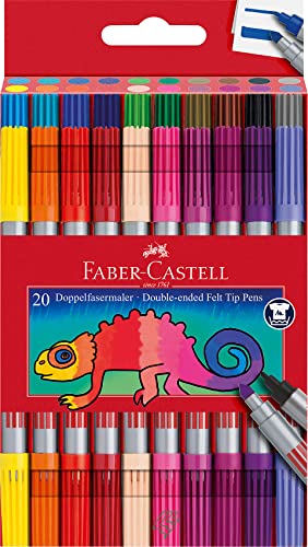Faber-Castell 151119 - Set Di Penne Con Punta In Feltro 20 Pezzi, Penne A Doppia Punta Per Bambini E Adulti